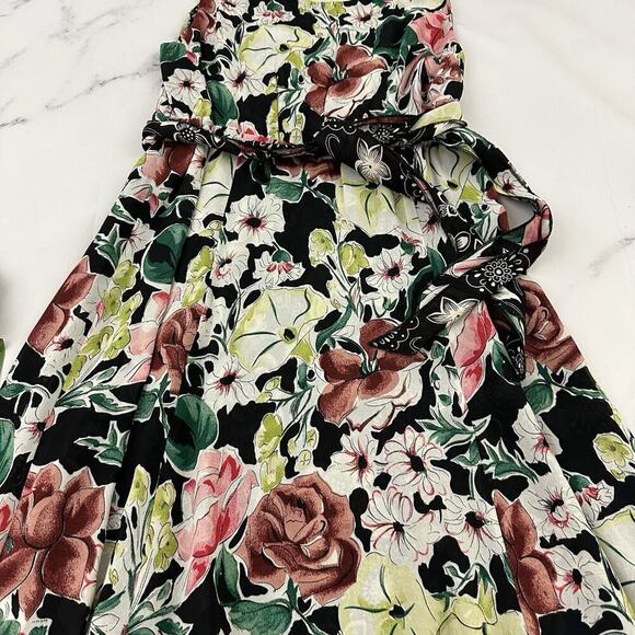Womens Vintage 90s Reversible Slip Dress Size S Black Pink Floral Flutter Midi - Picture 3 of 16